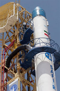 La fusée Safir, le 16 août 2008.( Photo : AFP )