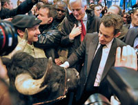 Nicolas Sarkozy au salon de l'Agriculture, le 21 février 2009.( Photo : Reuters )