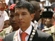 Andry Rajoelina, le président de la Haute autorité de la transition malgache juste après avoir prêté serment devant 40 000 personnes, le 21 mars 2009. 
(Photo : Reuters)