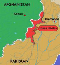 Les zones tribales, base des talibans.(Carte : H. Maurel/RFI)