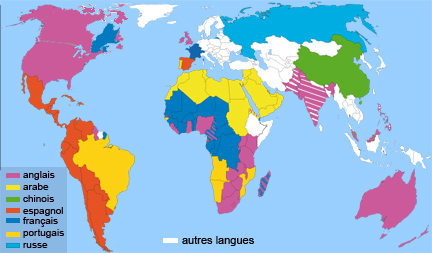 belles couleurs facile à comprendre Carte du monde en anglais et chinois