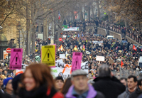 Pour la grève du 19&nbsp;mars, les syndicats souhaitent rassembler encore beaucoup plus de monde qu’en janvier 2009.(Photo : AFP)