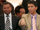 Andry Rajoelina (à droite) en compagnie de Monja Roindefo, Premier ministre de transition, le 18 mars 2009.( Photo : Reuters )