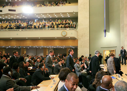 Plusieurs représentants européens ont quitté la salle du siège de l'ONU à Genève suite aux propos du président iranien.
(Photo: Reuters)