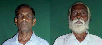 Le porte-parole des Tigres tamouls, Velayudam Dayanidi (g), plus connu sous le non de Daya Master (g) et l'interprète surnommé "George" (d) sur une photo diffusée par le l'armée sri-lankaise le 23 avril 2009.(Photo : Reuters)