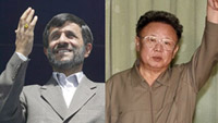 Le président iranien, Mahmoud Ahmadinejad (g) et le président nord-coréen, Kim Jong-il (d).(Photos : AFP)