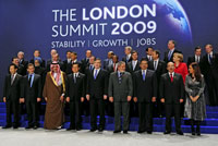 Les chefs d'Etat participant au sommet de G20 à Londres, le 2 avril 2009.(Photo : Reuters)