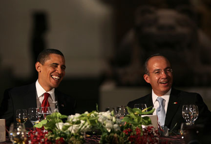 Le président Barack Obama et son homologue mexicain Felipe Calderon, le 16 avril 2009.( Photo : Reuters )