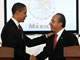 Le président américain, Barack Obama, et son homologue mexicain, Felipe Calderon, lors d'une conférence de presse à Mexico, le 16 avril 2009.(Photo : Reuters)