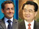 Le président français, Nicolas Sarkozy (g),&nbsp;et son homologue chinois, Hu Jintao, doivent se rencontrer le 02 avril 2009 à Londres en marge du sommet du G20.(Photos : AFP & Reuters)