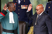 Jacob Zuma a prêté serment comme quatrième président de l'Afrique du Sud post-apartheid, à Pretoria ce 9 mai 2009.(Photo : Steve Crisp/Reuters)