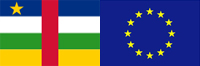 Les drapeaux de La République centrafricaine et de l'Union européenne.