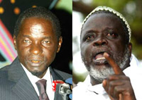 Les deux favoris à l'élection présidentielle du 28 juin prochain&nbsp;: le candidat du PRS, Kumba Yala (g) et le candidat du PAIGC, Malam Bacai Sanha.(Photos : AFP)