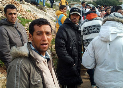 Des immigrés clandestins sur l'île de Lampedusa en janvier 2009.(Photo: AFP)