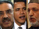 De gauche à droite : Asif Ali Zardari, Barack Obama et Hamid Karzaï.(Photos : AFP/ Reuters)