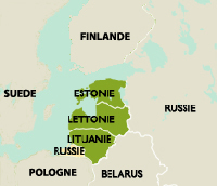Aujourd’hui, les pays baltes sont durement frappés par la crise.(Carte : RFI)