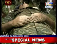 Capture d’image de la télévision sri-lankaise, montrant le corps présumé de Velupillaï Prabhakaran, chef des Tigres tamouls, le 19&nbsp;mai 2009.(Photo : Reuters)