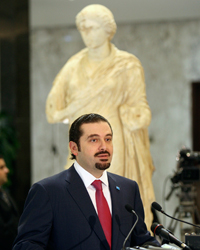 Saad Hariri, nouveau Premier ministre libanais lors d’une conférence au palais présidentiel de Baabda, à Beyrouth le 27&nbsp;juin 2009.(Photo : Reuters)