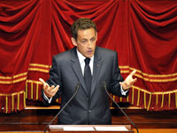 Le président français Nicolas Sarkozy lors de son discours devant le Parlement réuni en Congrès à Versailles, le 22 juin.(Photo : Reuters)