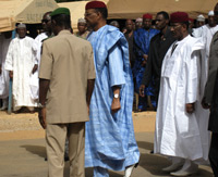 Mamadou Tandja, lors de  l'hommage au président Moumouni Djermakoye à la Villa verte à Niamey.(Photo : Christine Muratet / RFI)