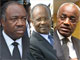 De g à d&nbsp;: Ali Bongo, ministre de la Défense et fils du président défunt, Casimir Oye Mba,&nbsp;ministre des Mines et le Premier ministre Jean Eyéghé Ndong.(Photos : AFP)
