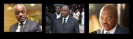 De gauche à droite : Jean Eyéghé Ndong, Ali Bongo et André Mba Obame.(Photo : AFP/Montage : RFI)