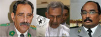 Trois des dix candidats en lice : Ely Ould Mohamed Vall, ancien chef de la junte au pouvoir de 2005 à 2007 (g), l'opposant Ahmed ould Daddah (c) du Rassemblement des forces démocratiques (RFD) et le général Mohamed Ould Abdel Aziz (d).(Photos : AFP &  M. Rivière/RFI)