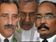Trois des dix candidats en lice : Ely Ould Mohamed Vall, ancien chef de la junte au pouvoir de 2005 à 2007 (g), l'opposant Ahmed ould Daddah (c) du Rassemblement des forces démocratiques (RFD) et le général Mohamed Ould Abdel Aziz (d).(Photos : AFP &  M. Rivière/RFI)