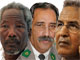 Le président de l'Assemblée nationale et candidat du front anti-putsch Messaoud Ould Boulkheir (g), le colonel Ely Ould Mohamed Vall (c) et Ahmed Ould Daddah, chef du principal parti d'opposition.(Photos : AFP)