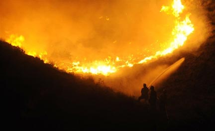 Forêt en feu à  Ures de Medina, Espagne.(Photo : AFP/ Pierre-Philippe Marcou)