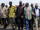 A Libreville, manifestation des leaders de l’opposition&nbsp;; à la gauche de la photo, Jules Bourdes Olounguende, leur porte-parole, le 7&nbsp;août 2009.(Photo : AFP)