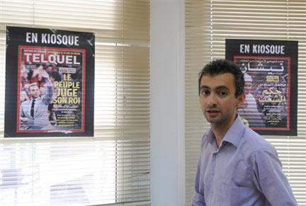 Ahmed Benchemsi, directeur des magazines TelQuel et Nichane, le 3 août 2009.(Photo : AFP)