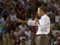 Le président américain Barack Obama lors de son meeting&nbsp;dans la ville de&nbsp;Grand Junction&nbsp;(Colorado), le 15 août.(Photo : Larry Downing/Reuters)