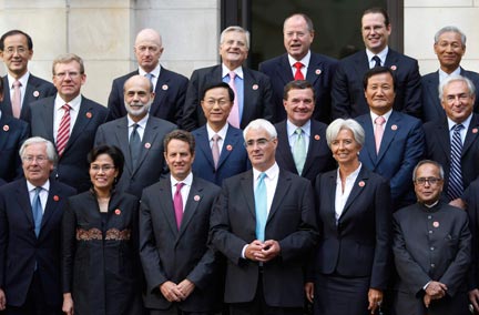 Les ministres des Finances des 20 pays les plus riches se sont réunis à Londres, le 5 septembre, autour de la question des bonus des traders.(Photo : Lefteris Pitarakis / Reuters)