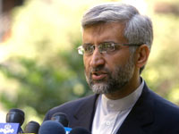 Said Jalili, négociateur responsable du dossier nucléaire iranien, lors d'une conférence de presse à Téhéran, le 1er septembre.(Photo : Saman Aghvami / Reuters)