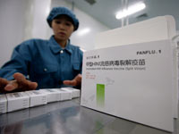Le vaccin contre la grippe A, mis au point par le laboratoire chinois Sinovac.(Photo : Jason Lee / Reuters)