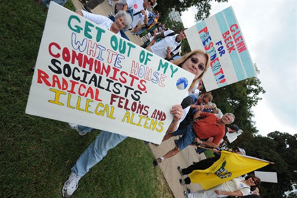Manifestation contre la réforme de santé de Barack Obama, à Washington, le 12 septembre 2009.(Photo : Nicholas Kamm/AFP)