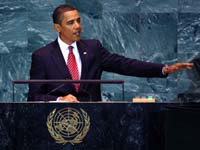 Le président américain, Barack Obama, à la tribune de l'ONU, le 23 septembre.(Photo : Mike Segar/Reuters)