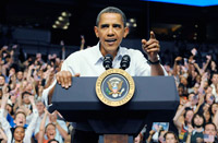 Barack Obama lors de son discours sur les réformes du système de santé américain, à Minneapolis, dans le Minnesota, le 12 septembre 2009.(Photo : Reuters)