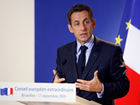 Le président français Nicolas Sarkozy à Bruxelles le 17 septembre, lors de la réunion préparatoire au sommet du G20 de Pittsburgh.(Photo : Sebastien Pirlet / Reuters)
