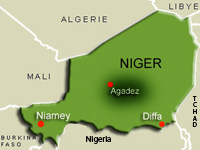 Le FPN, l'un des mouvements  rebelles touaregs du nord Niger va déposer les armes à Agadez.(Carte: RFI)