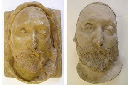 Exemplaires du masque mortuaire de Léon Gambetta. (Crédit photos : Ville de Cahors, musée Henri-Martin)