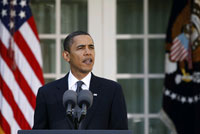 Le président des Etats-Unis Barack Obama à la Maison Blanche lors de son discours après avoir été distingué par le prix Nobel de la Paix, le 9 octobre 2009.(Photo : Reuters)