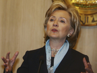 La chef de la diplomatie américaine, Hillary Clinton, lors d’une conférence de presse au Caire en Egypte, le 4&nbsp;novembre 2009.(Reuters/Tarek Mostafa)