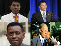  Andry Rajoelina ( Haut G ), Marc Ravalomanana, ( Haut D), Albert Zafy ( Bas G) et Didier Ratsiraka (Bas D).(Photos : AFP/Montage : RFI)