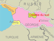 Osetia Południowa ogłosiła swą "niepodległość" w 1992 rMapa: GéoAtlas/RFI