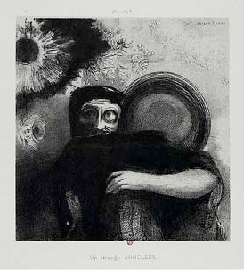 Odilon Redon, Hołd dla Goyi, rycina 5, "Dziwny żongler"©Bibliothèque de l'INHA, collection Jacques Doucet