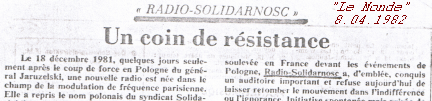 "Kącik ruchu oporu": fragment jednego z najobszerniejszych artykułów o paryskim Radiu Solidarność