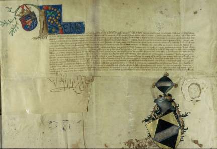 List o nadaniu szlachectwa Pierre'owi Dupin, podpisany przez króla René (1475)© Carpentras, Bibl. mun. 