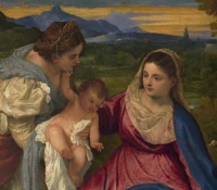 Tycjan (Tiziano Vecellio, 1488/90-1576), <em>Madonna ze św. Katarzyną i pasterzem</em>, tzw. <em>Madonna z królikiem</em>, fragment© 2007 Musée du Louvre / Angèle Dequier